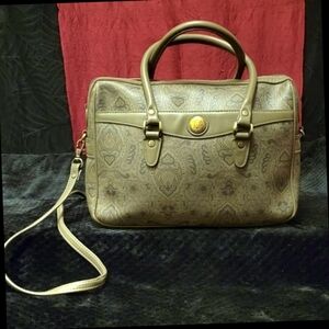 Vtg 90s 1990 Liz claiborne taupe paisley shoulder crossbody leather purse NWOT